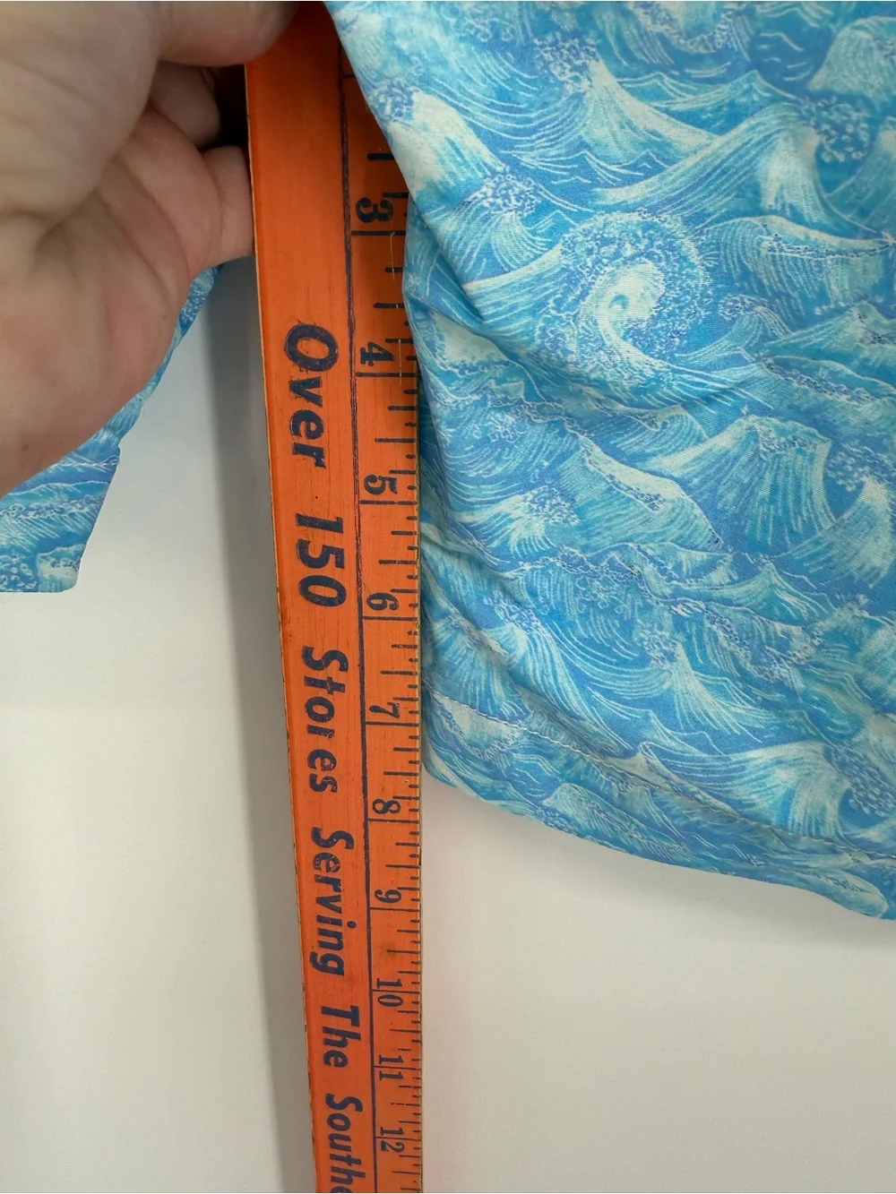 Onia Calder Men Swim Trunks Size 32 Blue Wave‎ Ocean Flat Front Hybrid Shorts